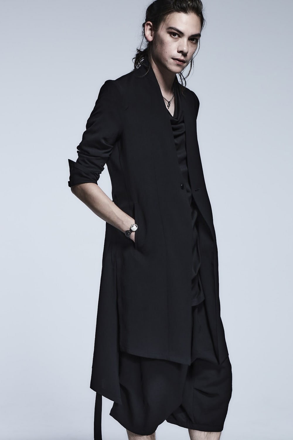 No Collar Flare Jacket Black