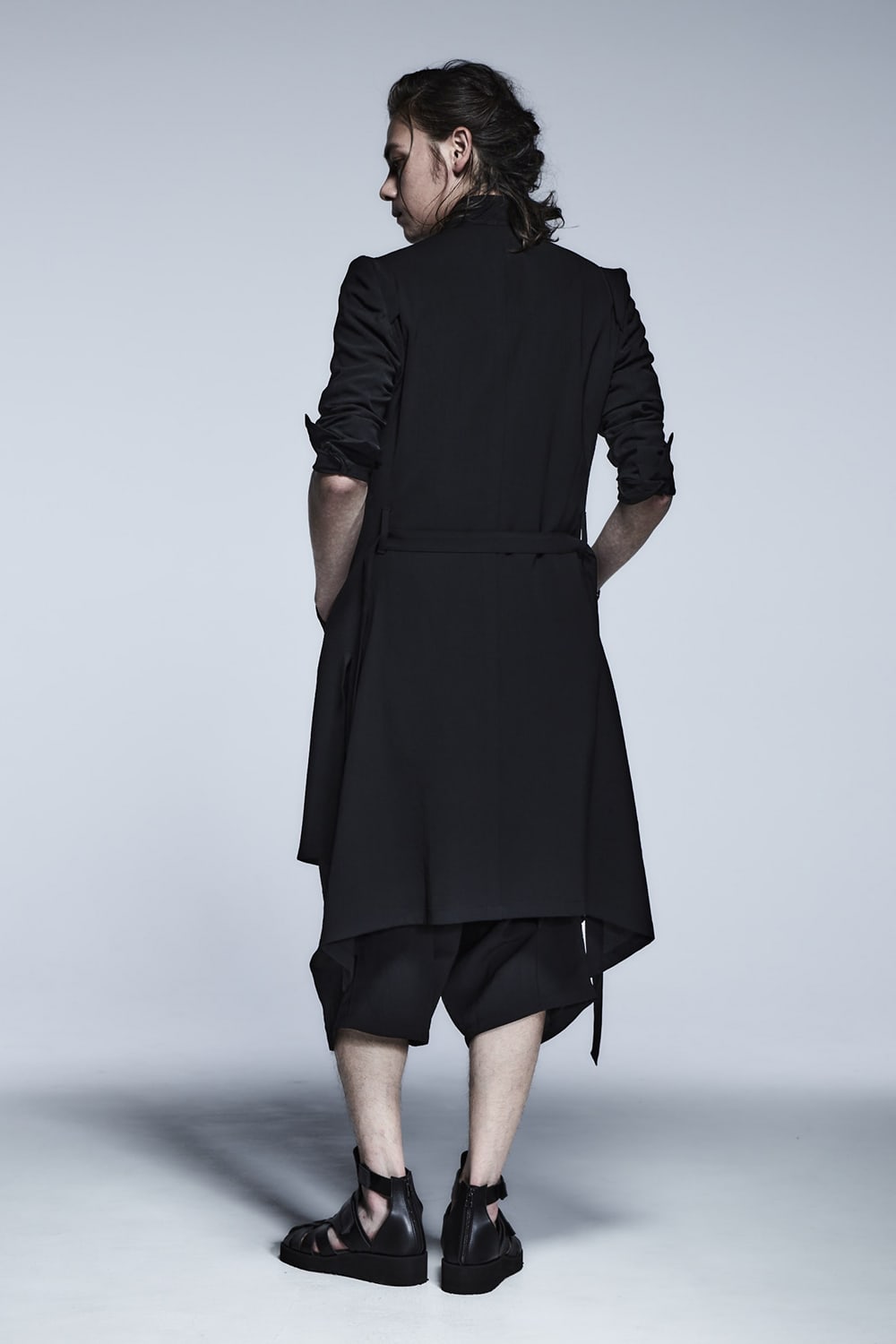 No Collar Flare Jacket Black