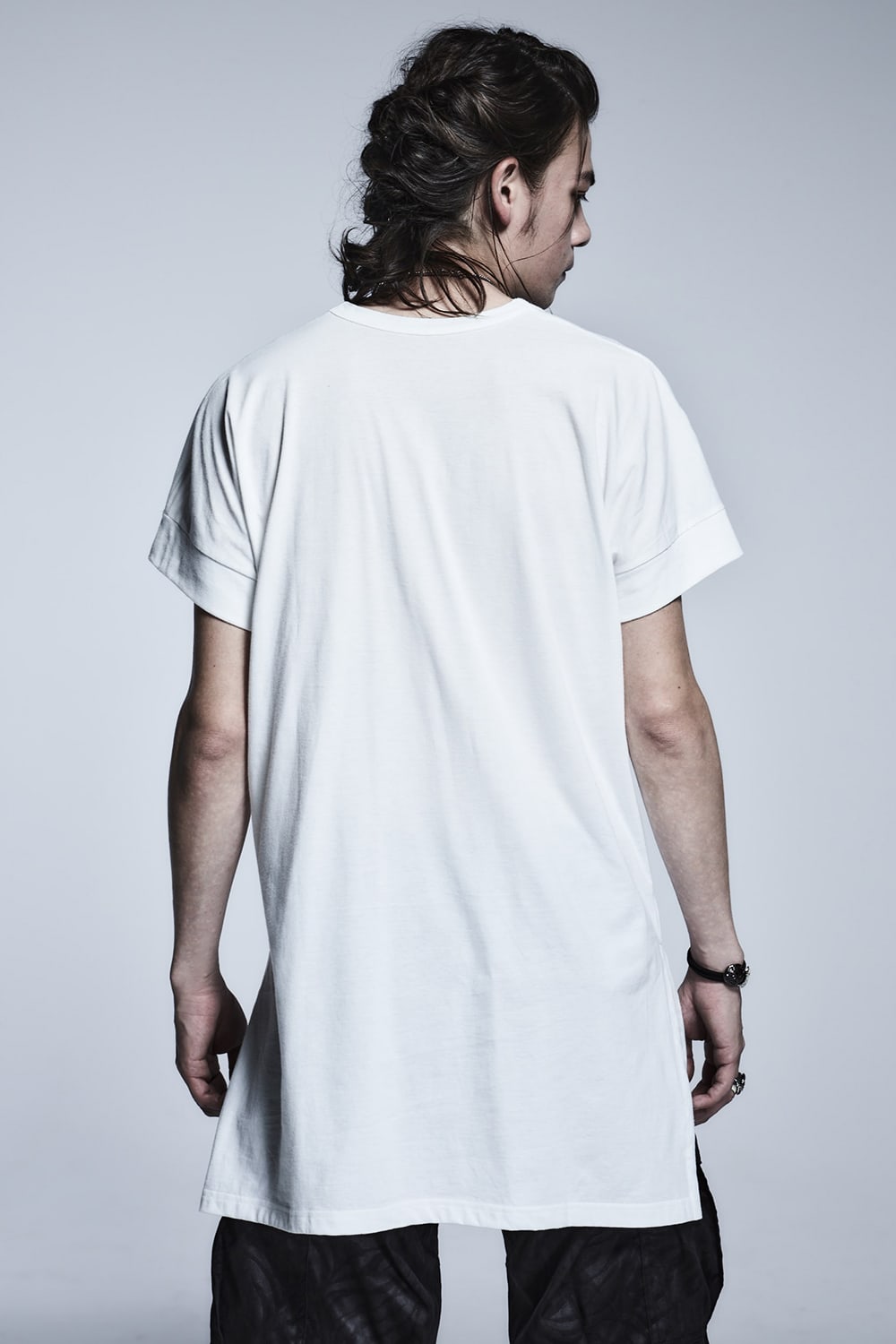 Drop Shoulder T-Shirts (Shadow Rose Print) White