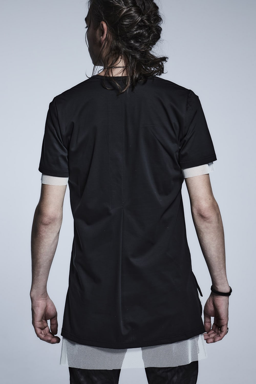 レイヤード Tシャツ ブラック×ホワイト