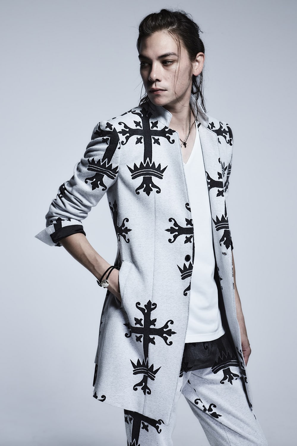 Layerd T-Shirts White×Black