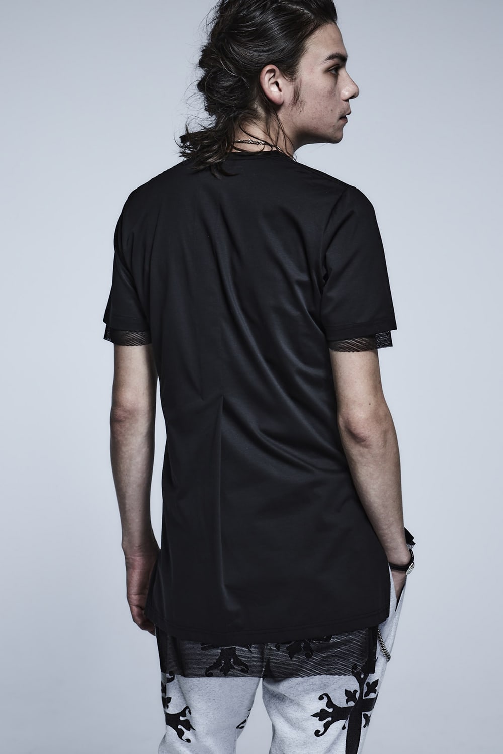 レイヤード Tシャツ ブラック×ブラック