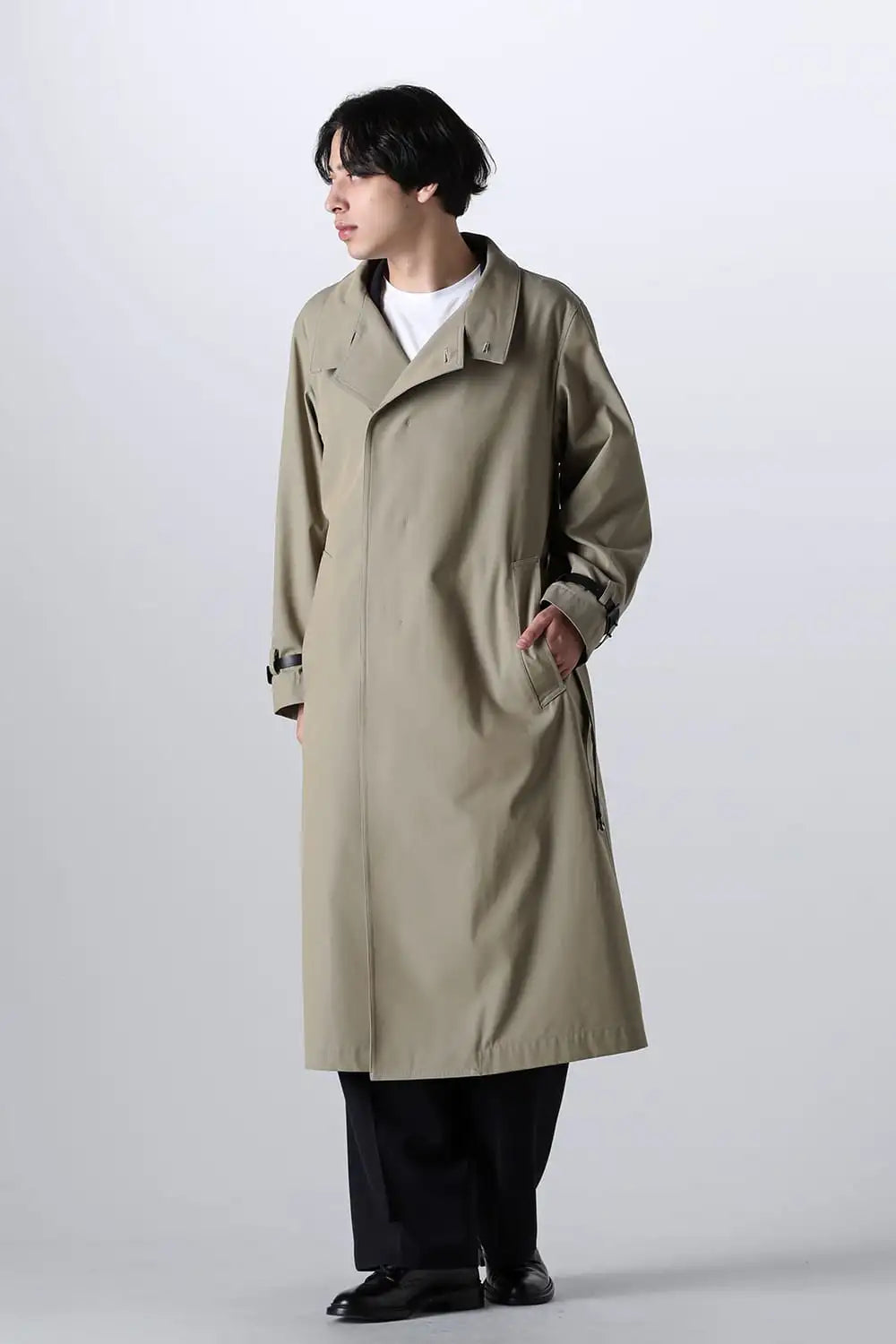 Stand Collar Coat With Leather Strap