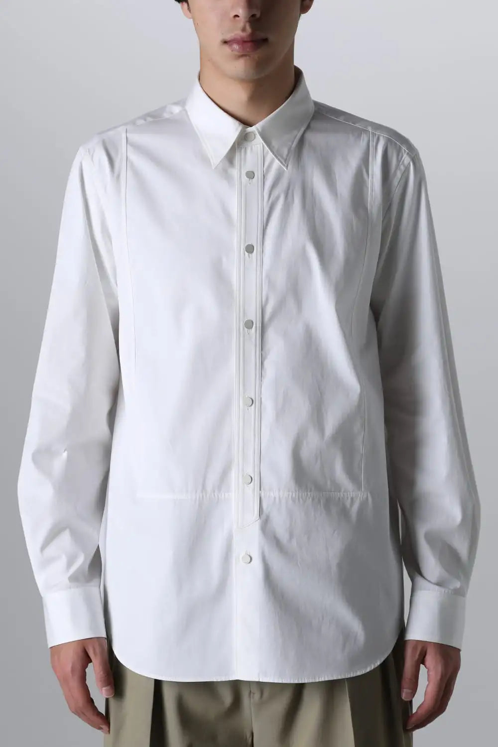 Front panel Shirt With Leather Tab White