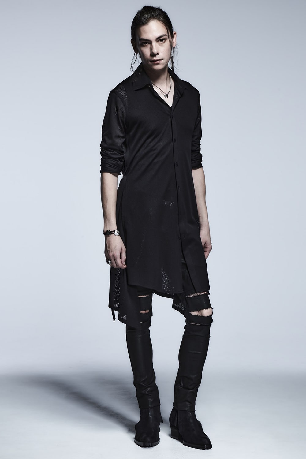 フレアー メッシュ シャツ