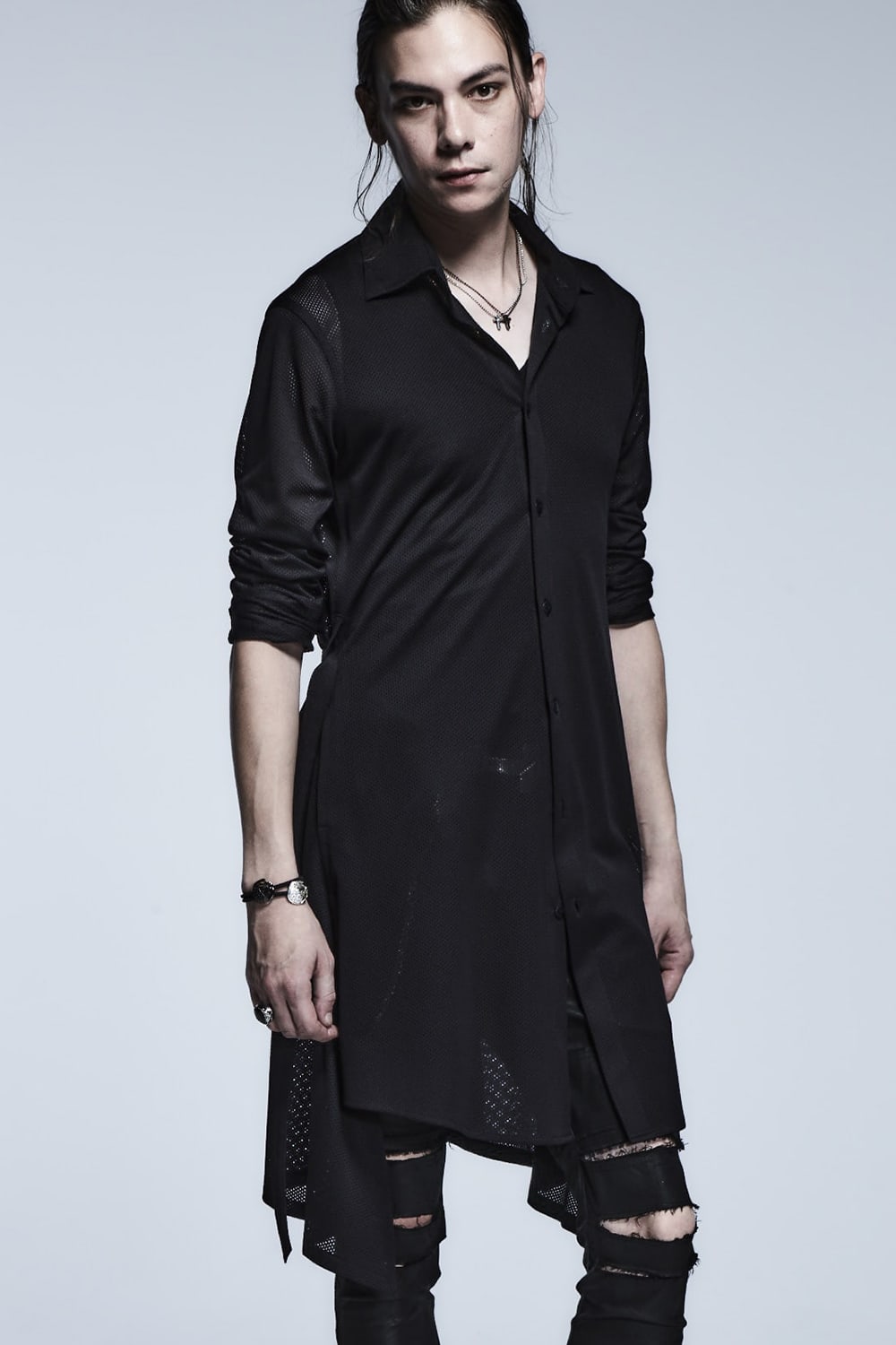 フレアー メッシュ シャツ