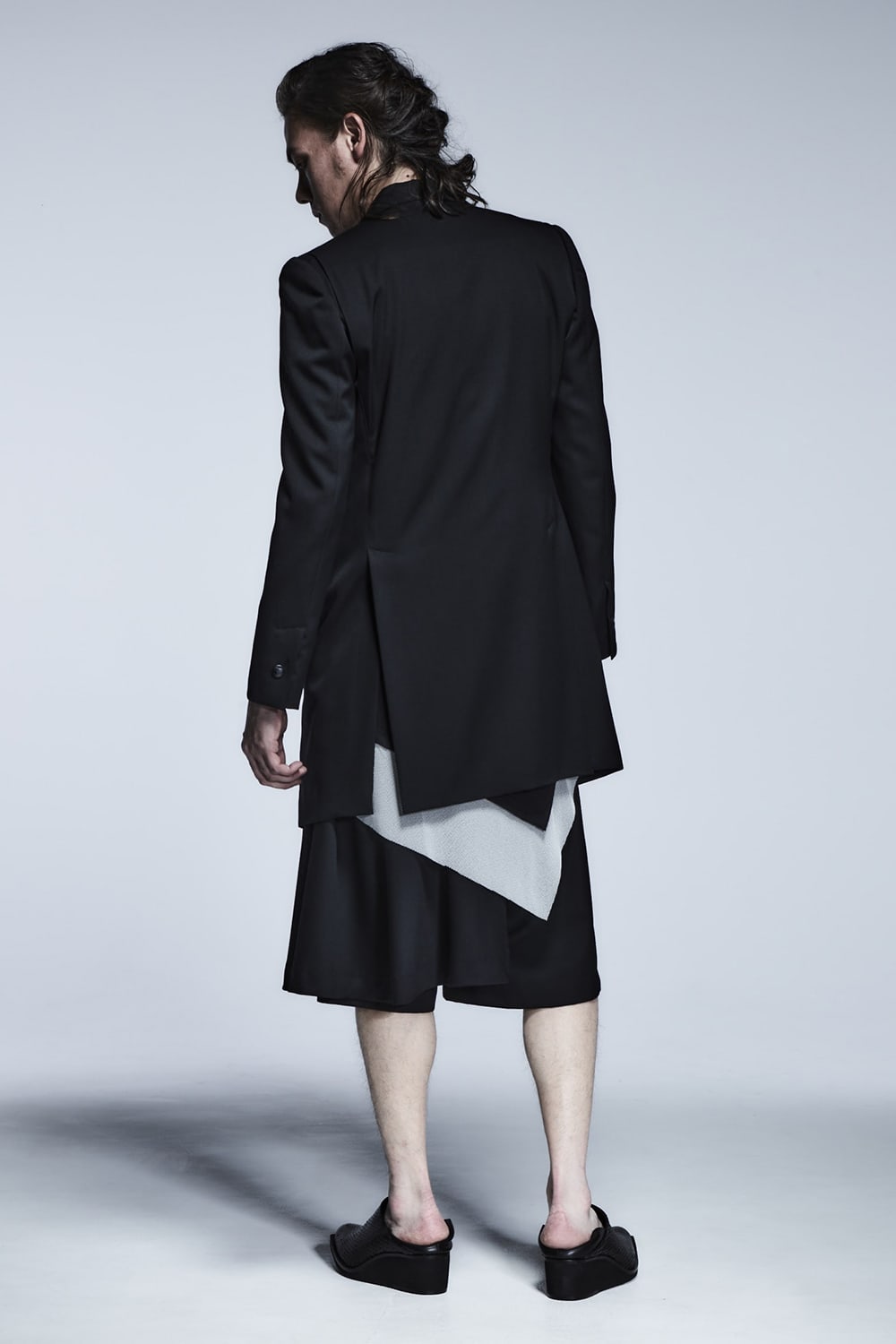 Layerd Asymme T-Shirts Black×White