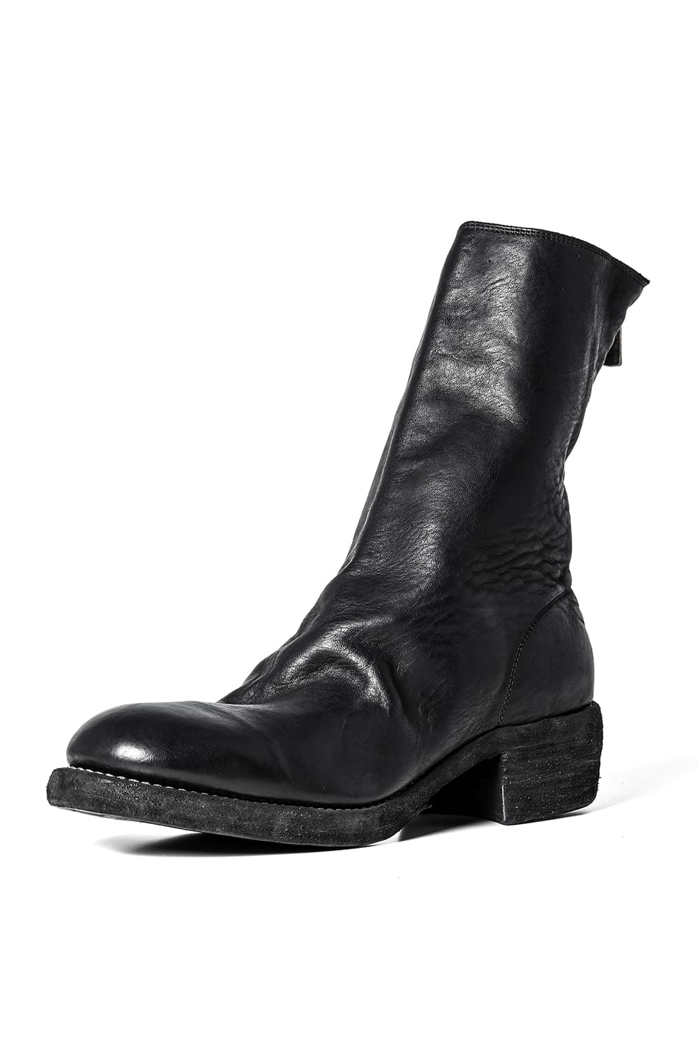 Back Zip Boots Double Sole Wide Model - Horse Full Grain Leather