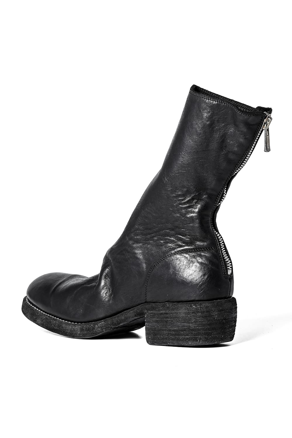 Back Zip Boots Double Sole Wide Model - Horse Full Grain Leather