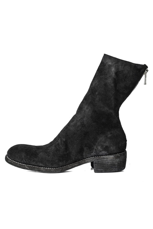 Back Zip Boots Double Sole Wide Model - Horse Reverse Leather