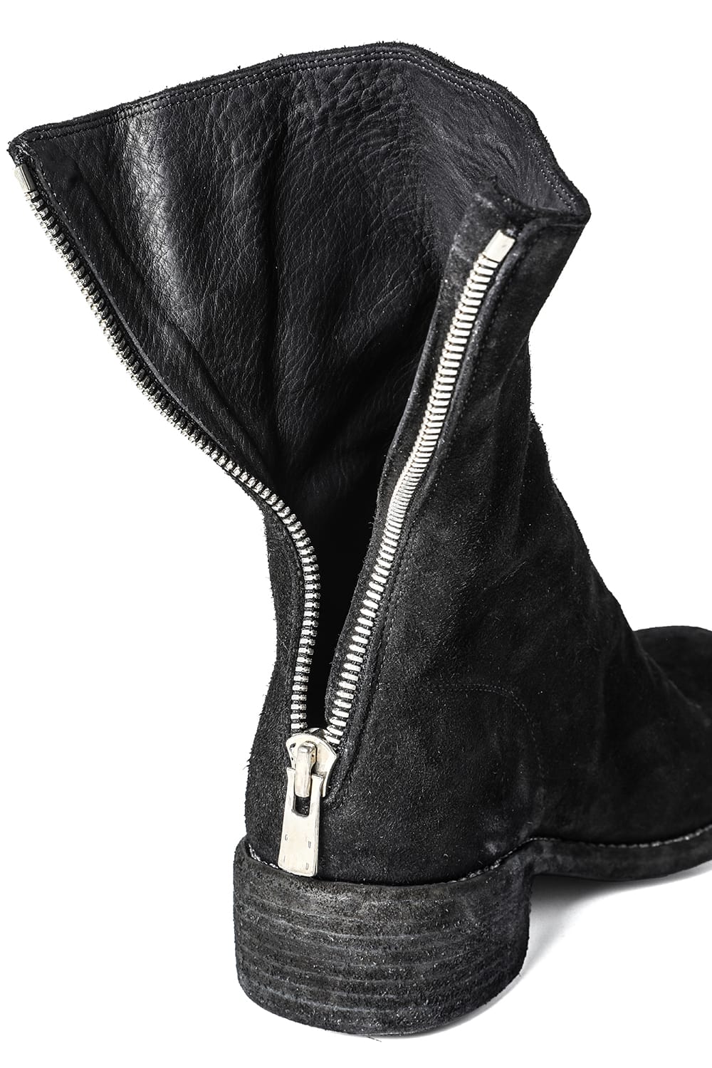 Back Zip Boots Double Sole Wide Model - Horse Reverse Leather