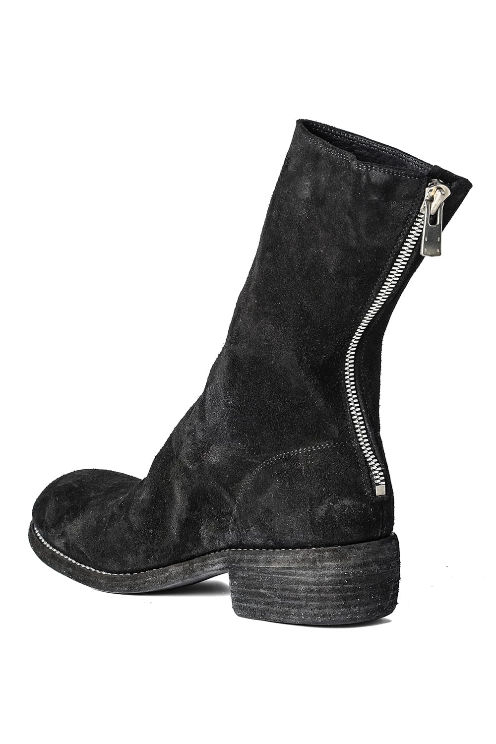 Back Zip Boots Double Sole Wide Model - Horse Reverse Leather