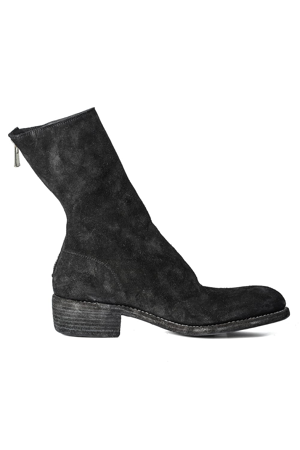 Back Zip Boots Double Sole Wide Model - Horse Reverse Leather