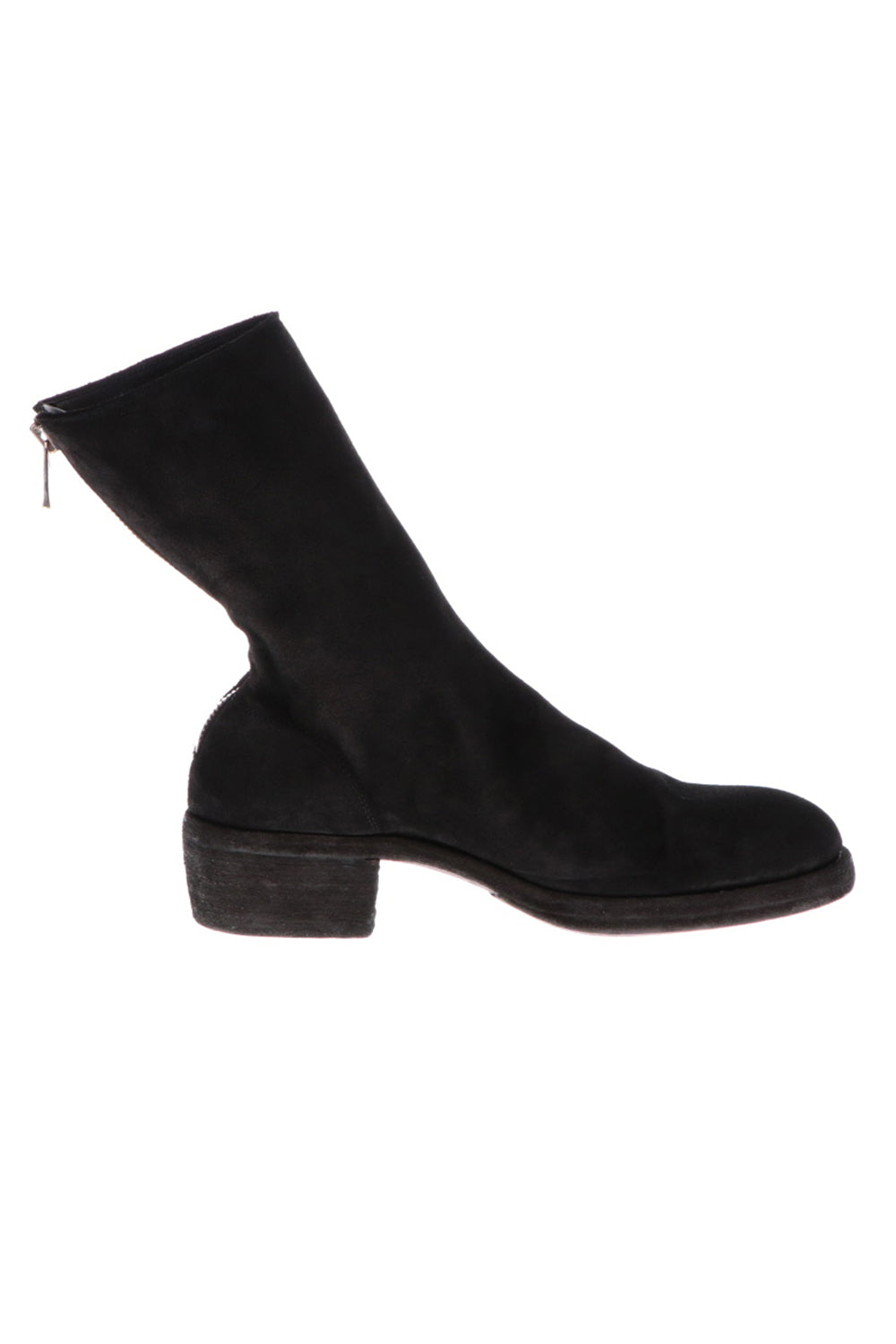 Back Zip Boots Double Sole - Reverse Horse Leather