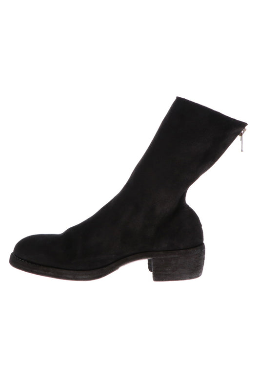 Back Zip Boots Double Sole - Reverse Horse Leather