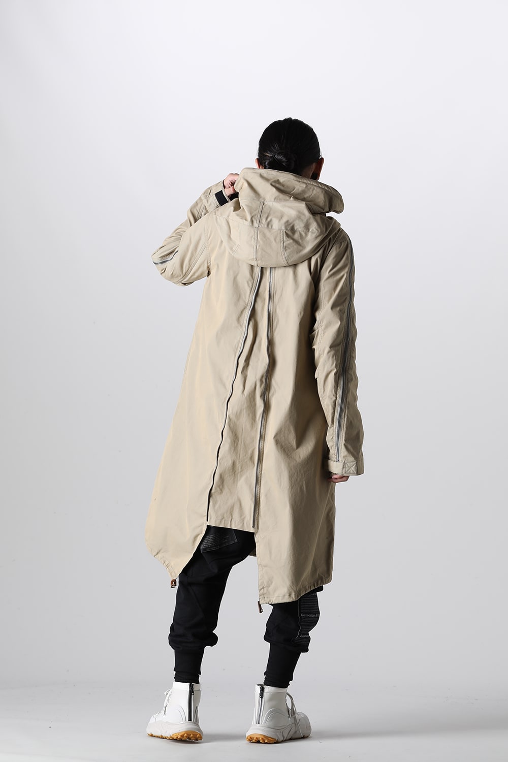 Multi Zip Military Hoodie Coat - Without Patches Beige