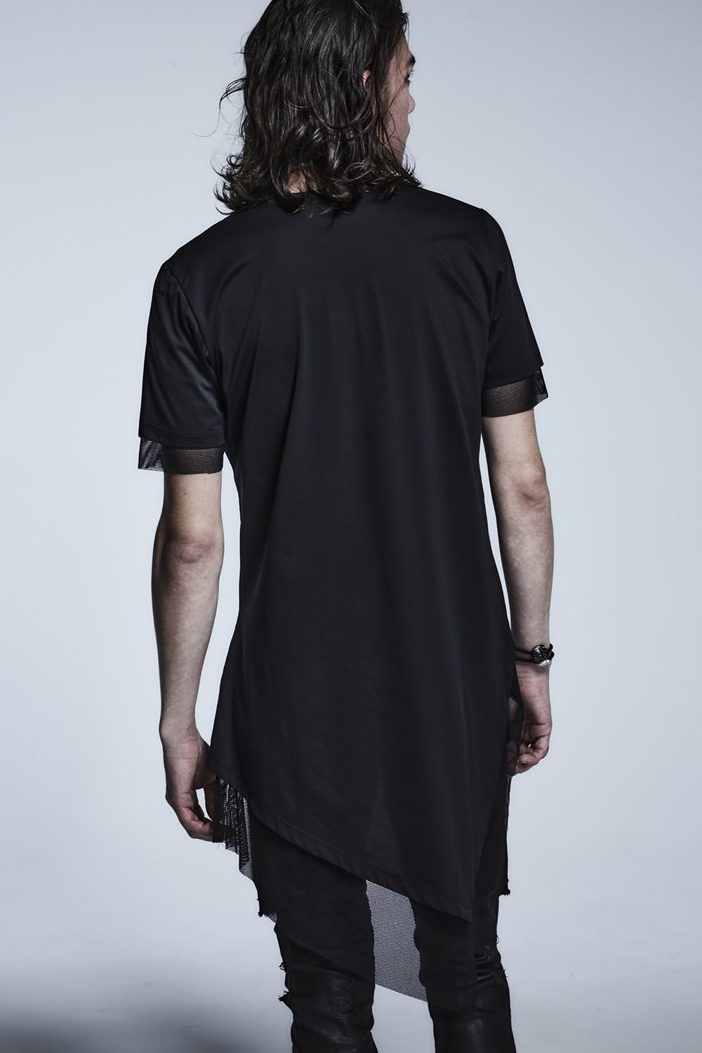 Layerd Asymme T-Shirts Black×Black
