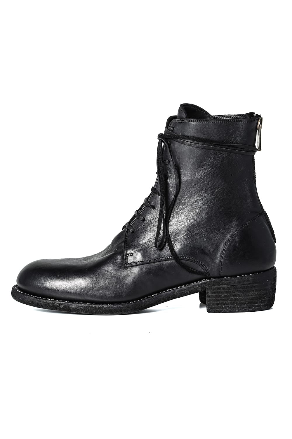 Back Zip Race Up Boots - Horse Full Grain - 795BZX Black