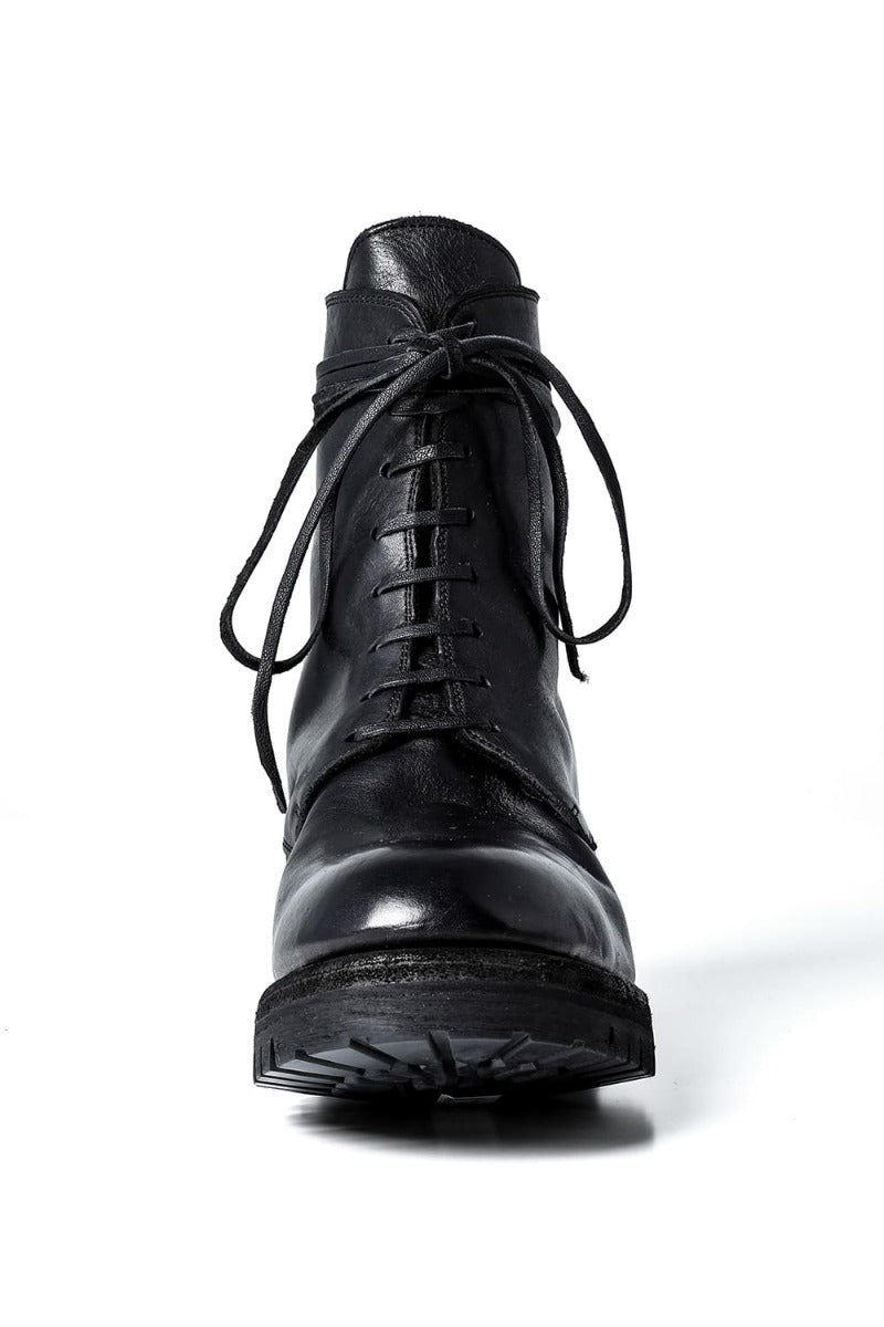 Laced Up Boots Rubber Sole - Horse Full Grain Leather - 795V
