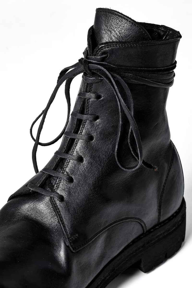 Laced Up Boots Rubber Sole - Horse Full Grain Leather - 795V