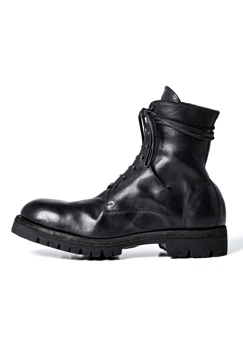 Laced Up Boots Rubber Sole - Horse Full Grain Leather - 795V