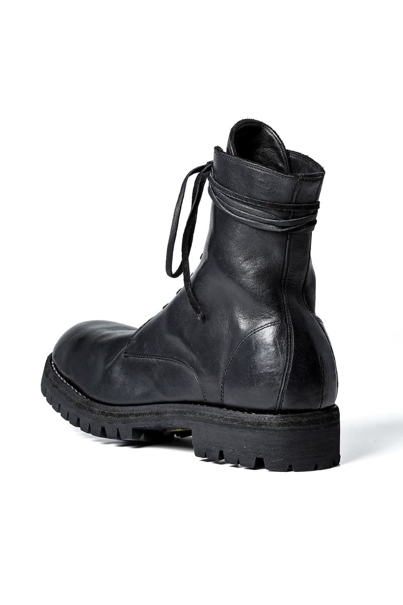 Laced Up Boots Rubber Sole - Horse Full Grain Leather - 795V