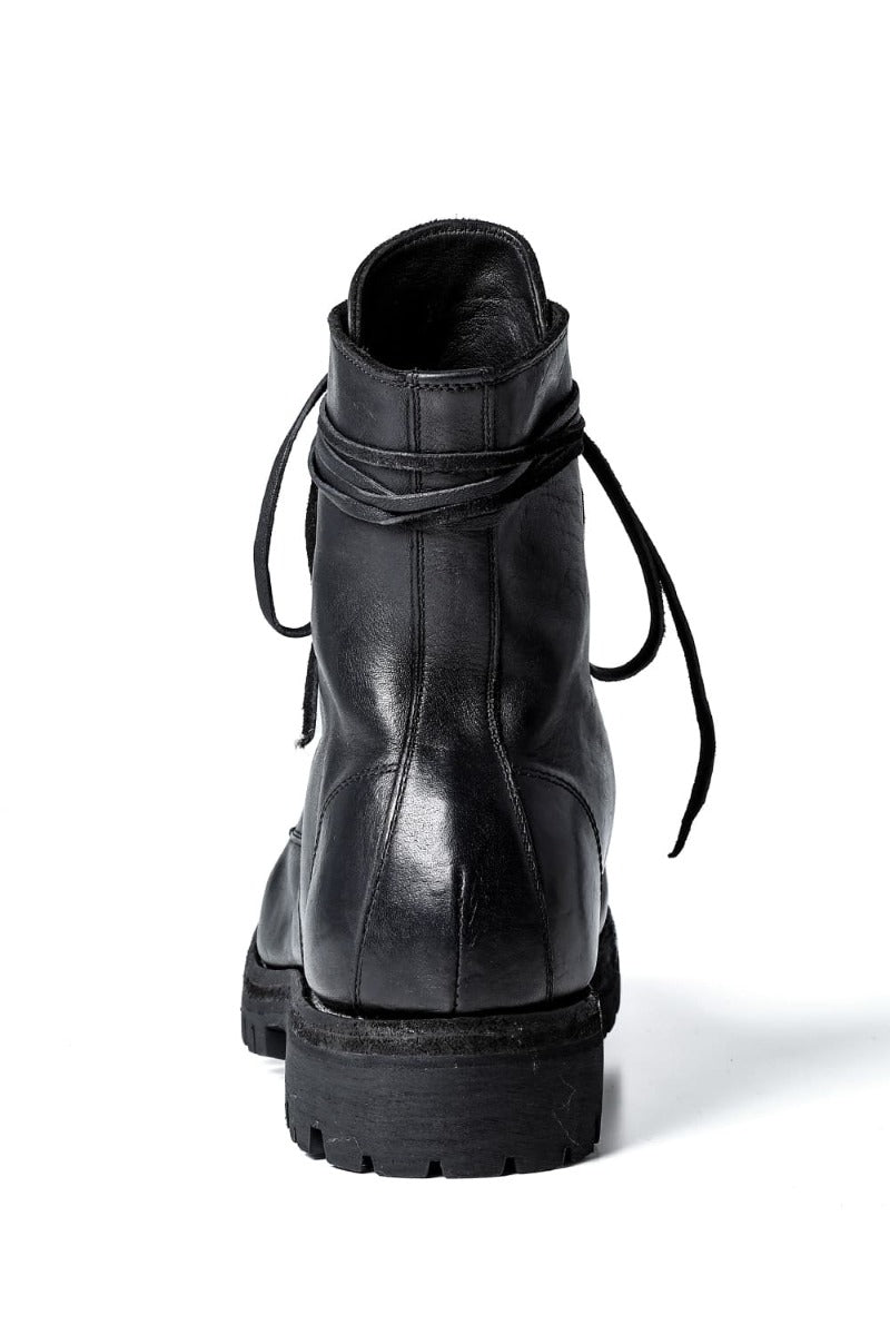 Laced Up Boots Rubber Sole - Horse Full Grain Leather - 795V