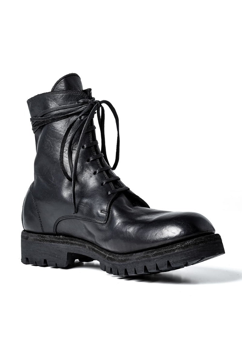 Laced Up Boots Rubber Sole - Horse Full Grain Leather - 795V