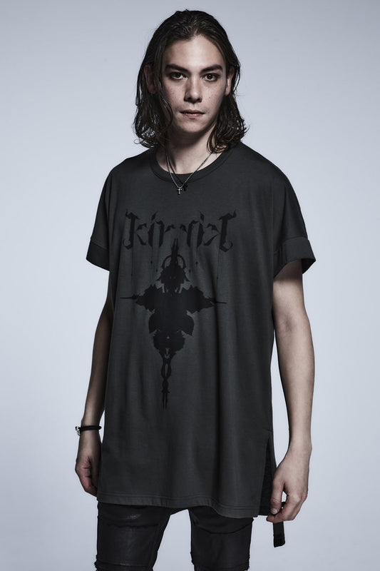 Drop Shoulder T-Shirts (Shadow Rose Print) Grey