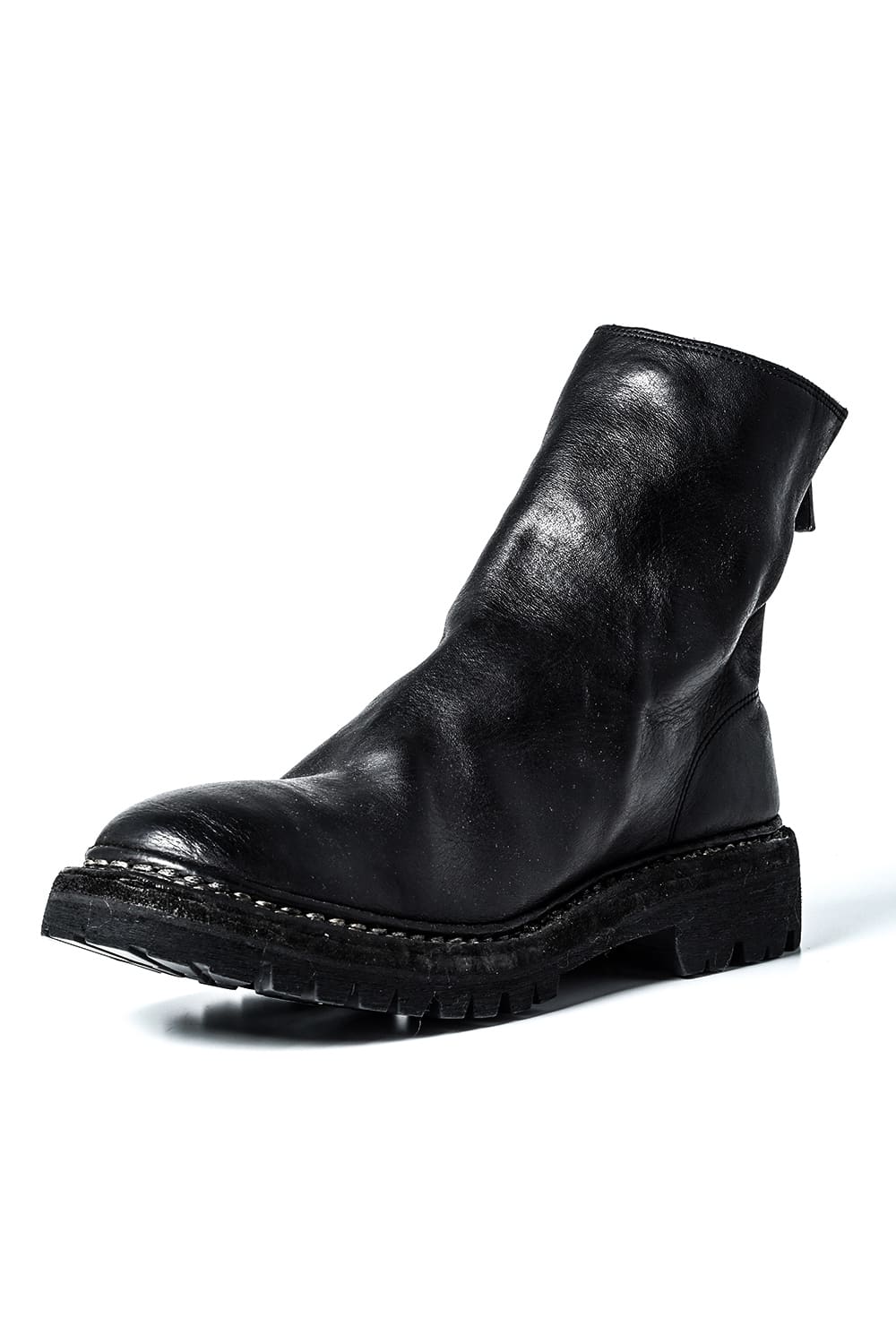 Back Zip Boots Sole Rubber Norwegian Process - Horse Full Grain Leather - 796V_N BLKT