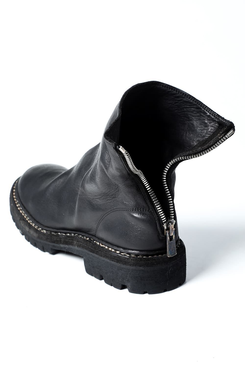 Back Zip Boots Sole Rubber Norwegian Process - Horse Full Grain Leather - 796V_N BLKT