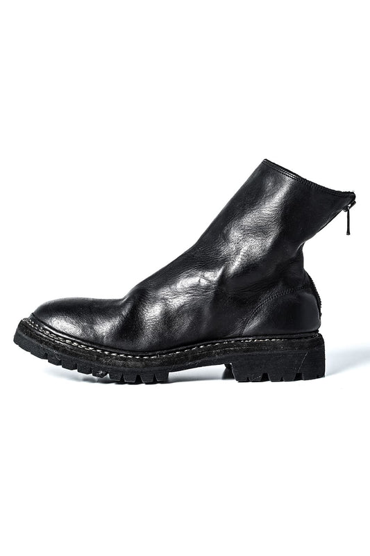 Back Zip Boots Sole Rubber Norwegian Process - Horse Full Grain Leather - 796V_N BLKT