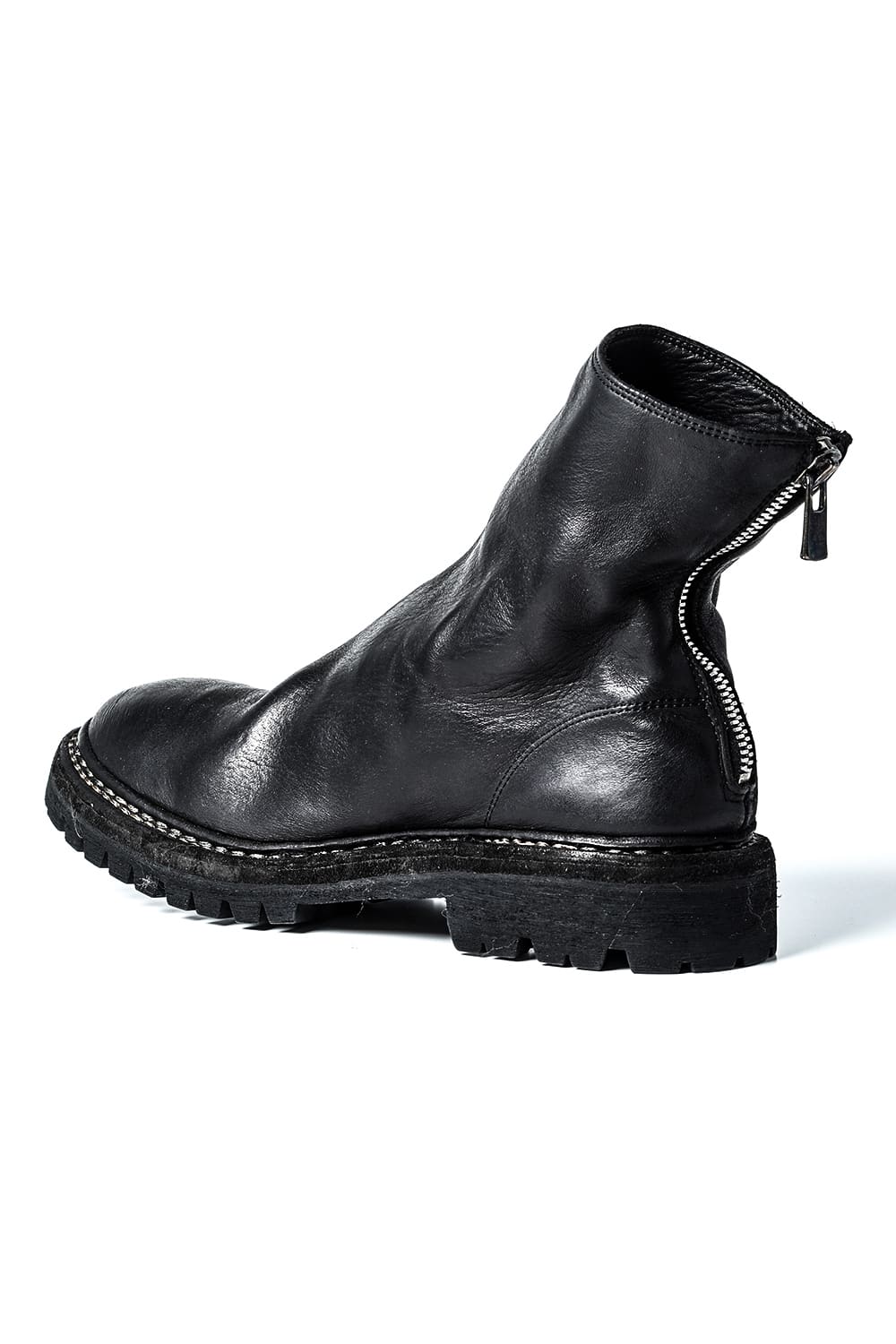 Back Zip Boots Sole Rubber Norwegian Process - Horse Full Grain Leather - 796V_N BLKT