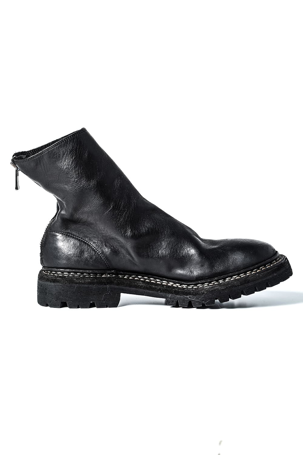 Back Zip Boots Sole Rubber Norwegian Process - Horse Full Grain Leather - 796V_N BLKT