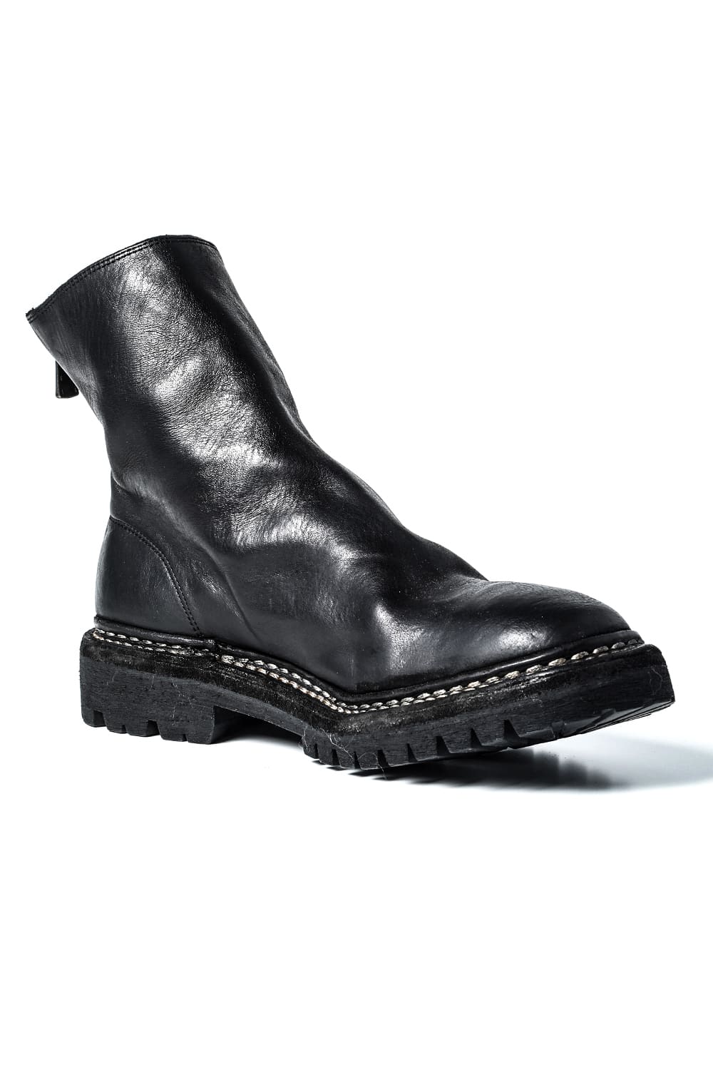 Back Zip Boots Sole Rubber Norwegian Process - Horse Full Grain Leather - 796V_N BLKT