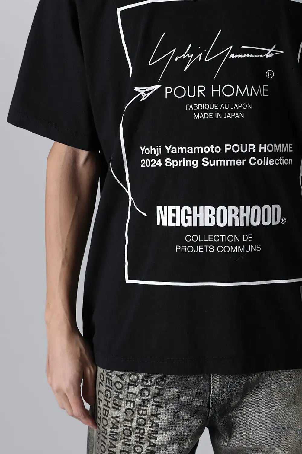 NEIGHBORHOOD x Yohji Yamamoto Print Short Sleeve T-Shirt Black
