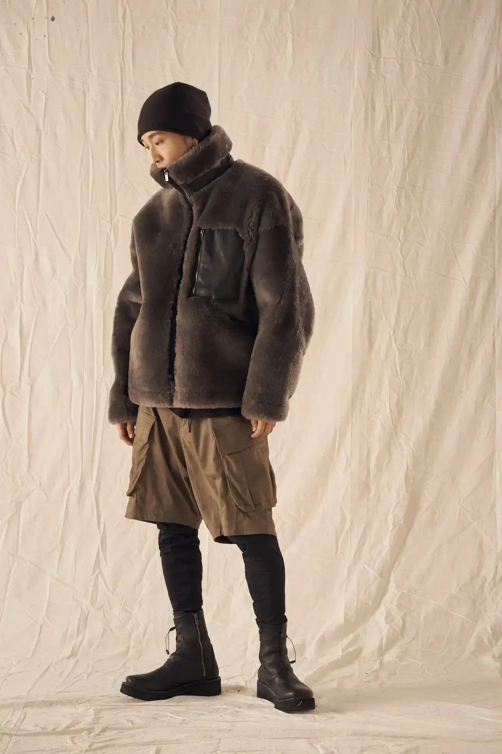 FASCINATE_THE R Limited Mouton Jacket Gray