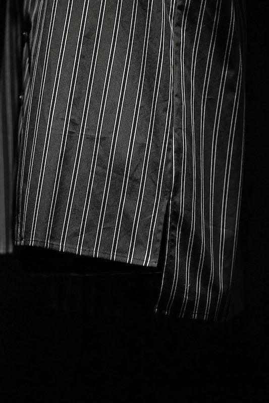 GalaabenD  16S Dobby Regimental Stripe Shirt (Stand Collar) BLACK