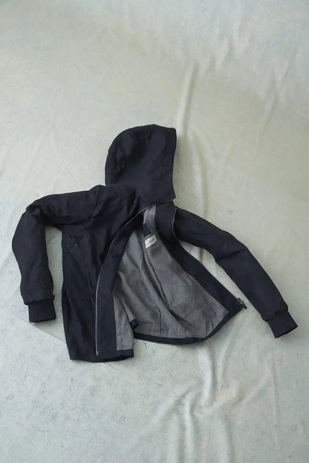 Hooded jacket soft nubuck cow leather