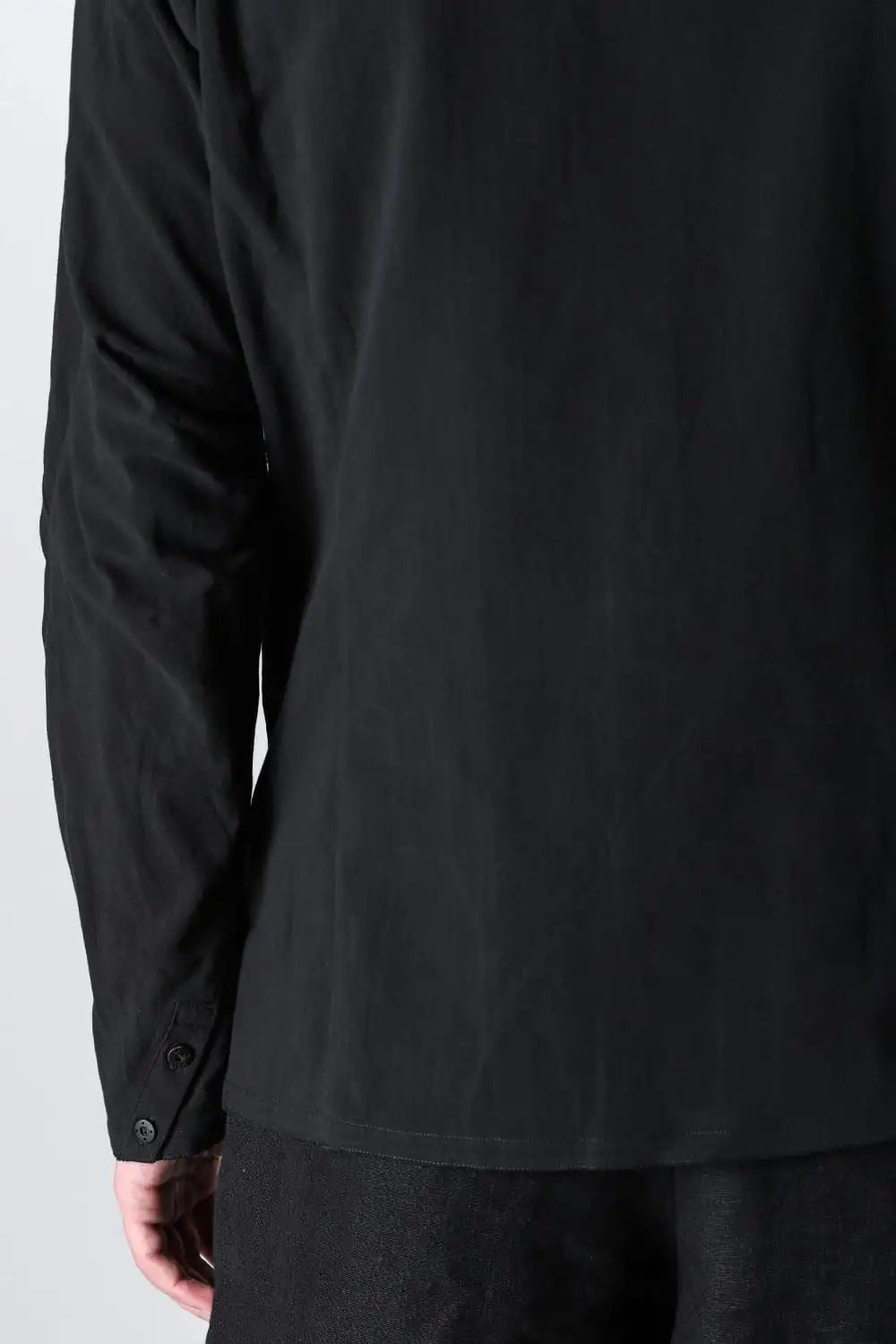 ノーカラーシャツ コットンリネン