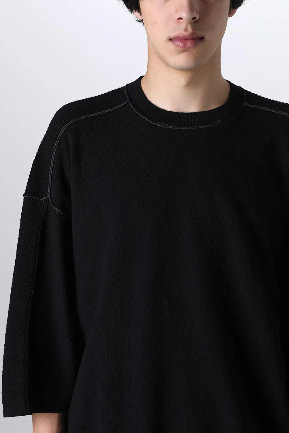 14G Mix Yarn S/S Sweater Black