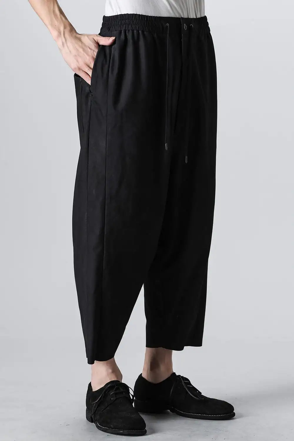 Relaxed pants soft nubuck cow leather Black