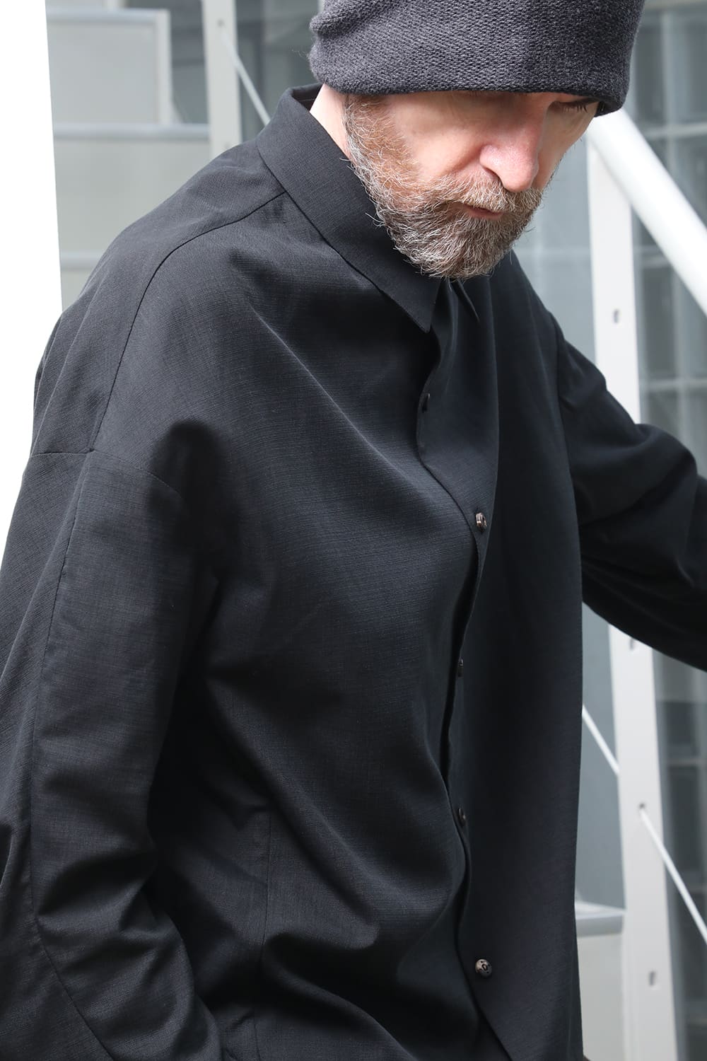 シャツ ルーズフィット サンドブラスト シルク コットン