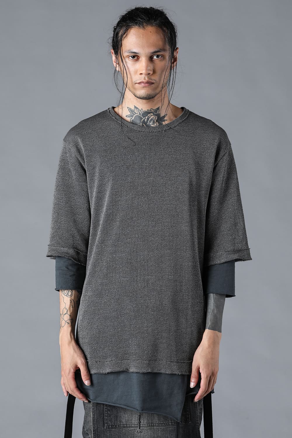 Washi x Rayon Knit Layered T-Shirt