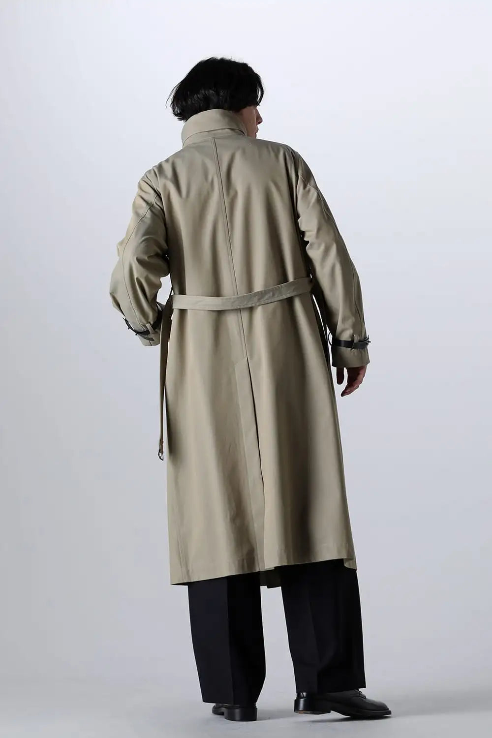 Stand Collar Coat With Leather Strap