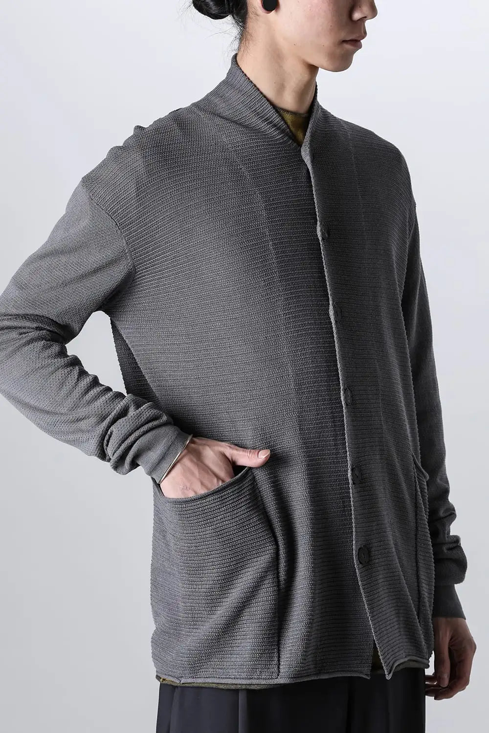 Knit cardigan cotton / linen / silk Gray