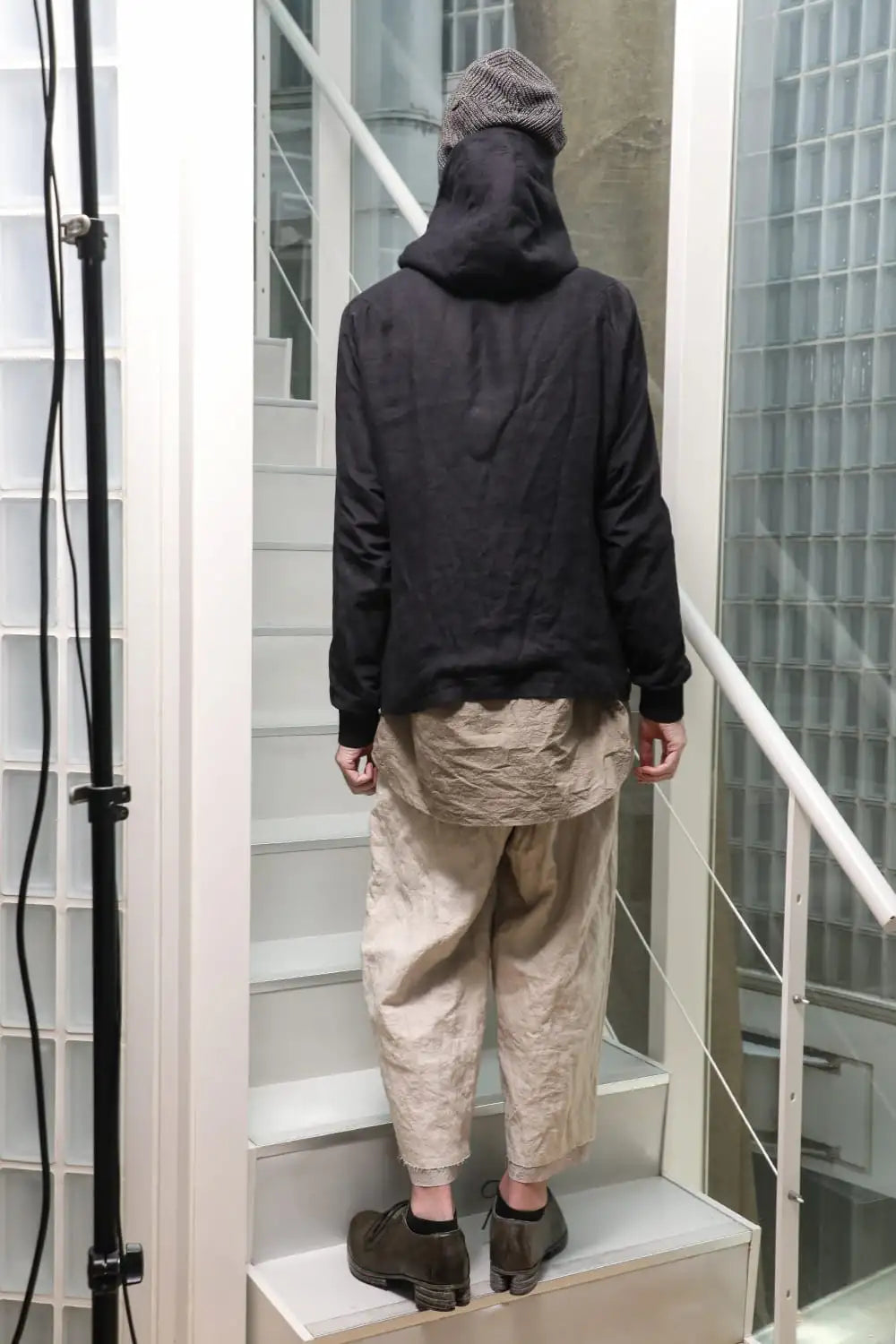 Hooded jacket soft nubuck cow leather