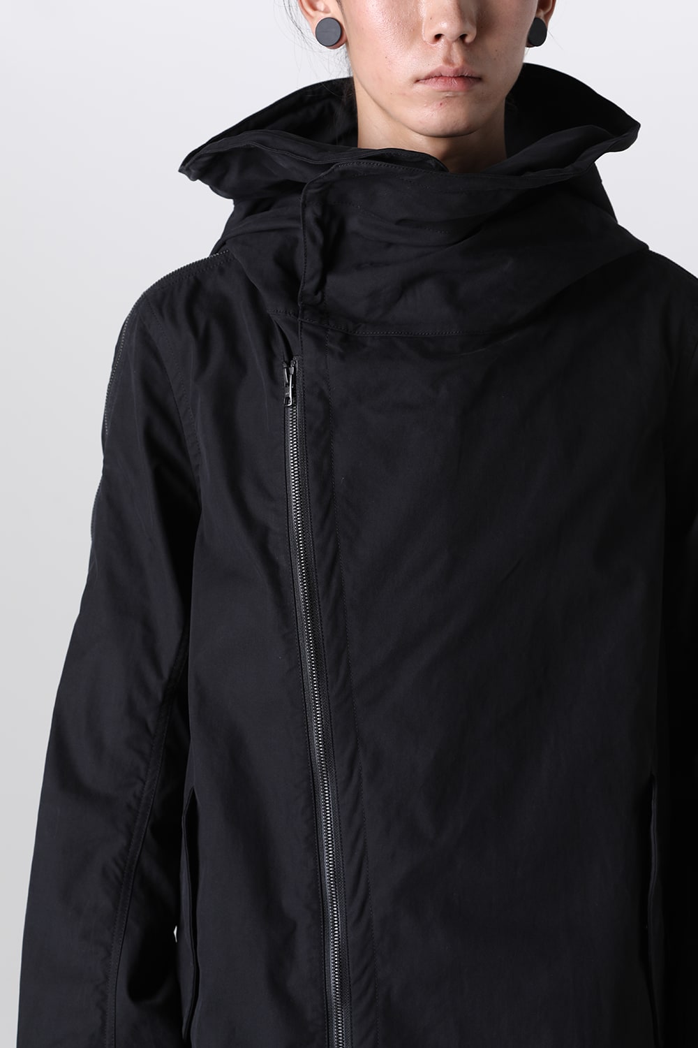 Multi Zip Military Hoodie Coat - Without Patches Black