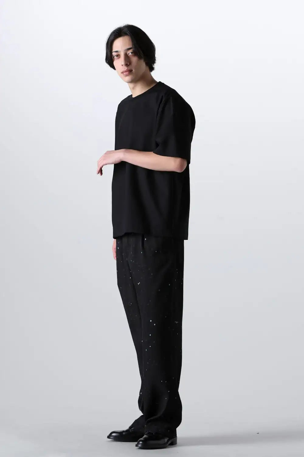 Short Sleeved T-Shirt Black × Black cord