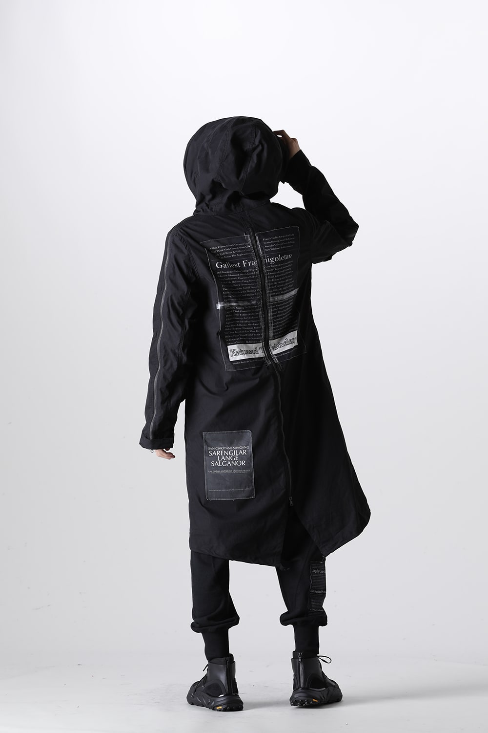 Multi Zip Military Hoodie Coat w/Printed Patches